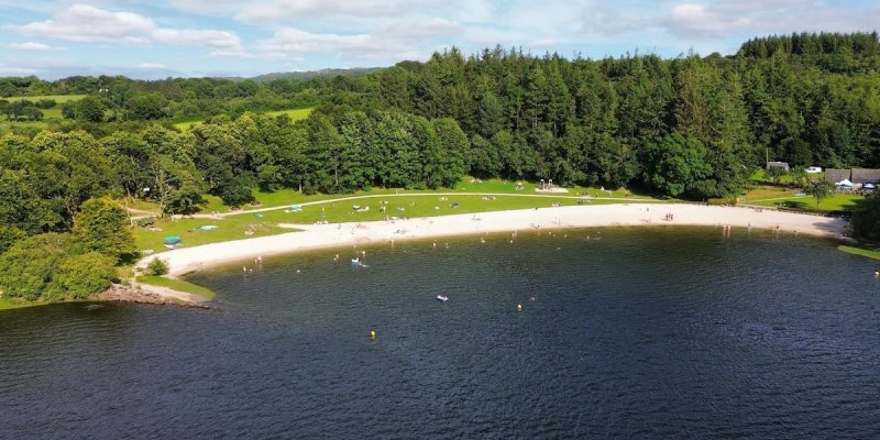 Aerial view of the beach near the campsite